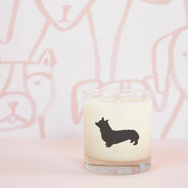 Scripted Fragrance - Wholesale Jar/Filled Candle - Corgi Dog Soy Candle in Drinking Glass Two-In-One Gift1