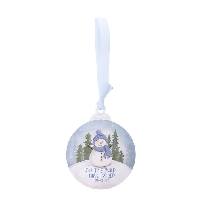Metal Ornament: For This Child (Blue) 1 Samuel 1:27 for wholesale by Divinity Boutique