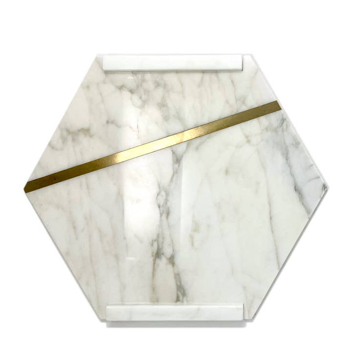 Brass - Vassoio Esagonale In Marmo Con Ottone per la vendita all'ingrosso da parte di Pistore Marmi SRL