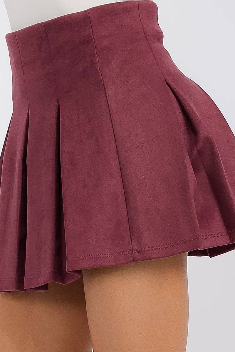 ROUSSEAU – wholesale Kjol - Dam – Sammet elastisk midja veckad utsvängd minikjol4