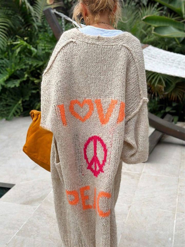 Mccolin - Wholesale Cardigan - Women's - Love & Peace Graphic Cardigan4