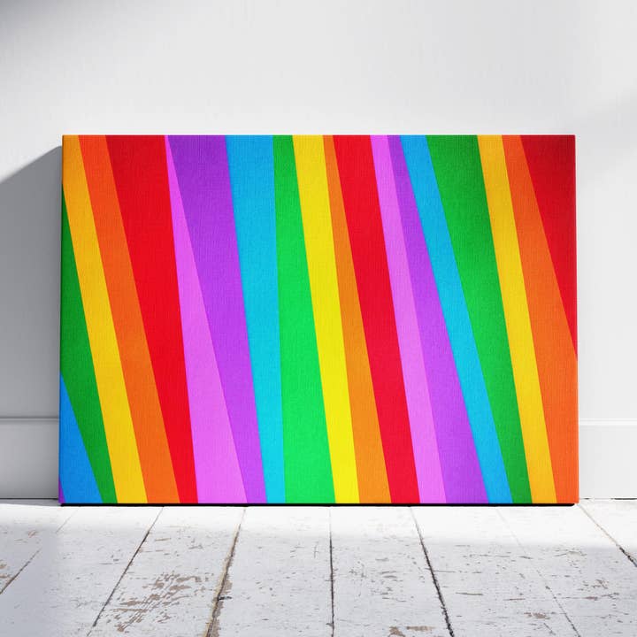 Spectre Vibrant de Rayures Colorées - Impression sur Toile Encadrée pour la vente par House Prints