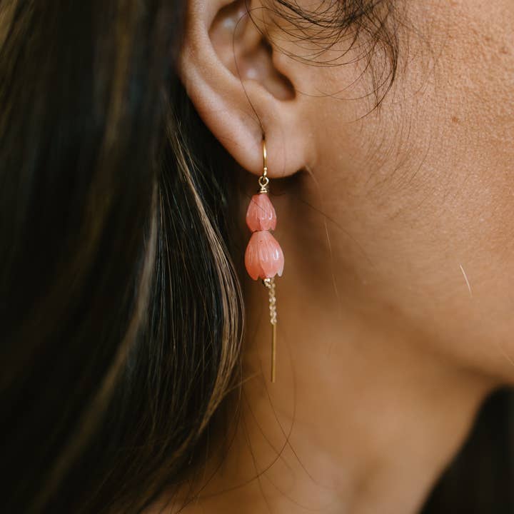 Mira Kauai - Wholesale Hangende/ronde oorbellen - Pikake dubbele oorbellen3