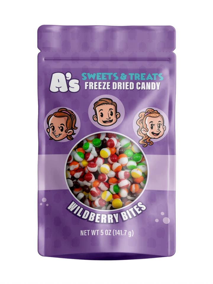 Wildberry Bites 5oz Familienpackung für den Großhandel von A’s Sweets & Treats Freeze Dried Candy