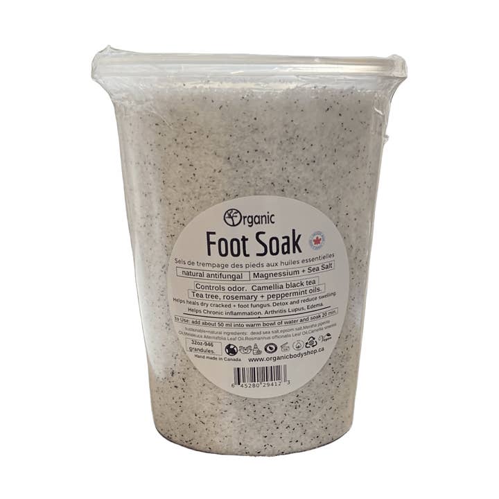 Bain de pieds. Sels naturels. Huiles antifongiques. 32oz pour la vente par Organic Body Shop