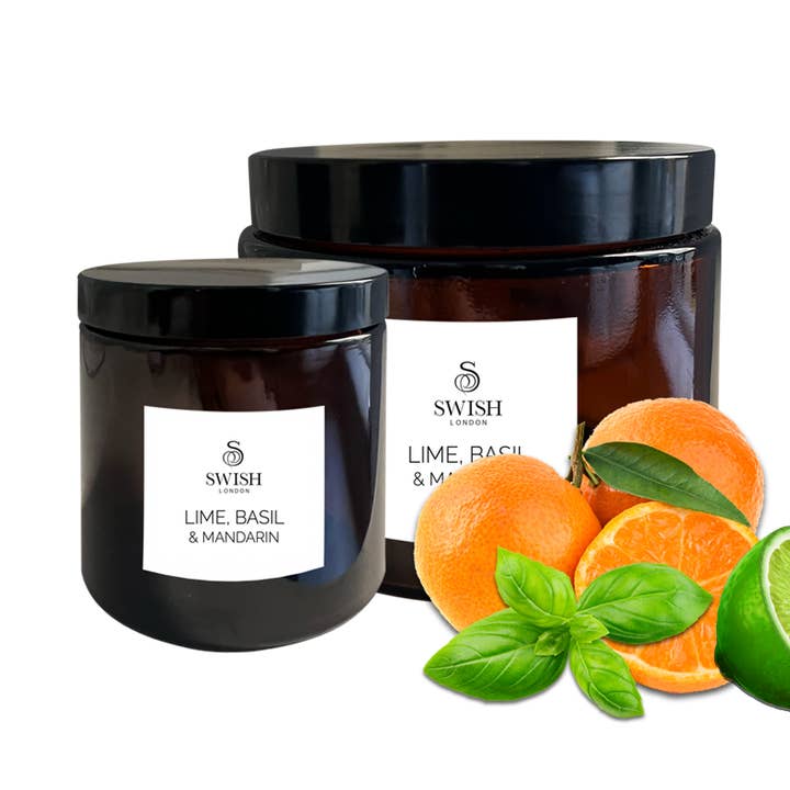 Soja & kokosvoks Kæledyrsvenligt stearinlys - kalk, basilikum, mandarin for engroshandel hos Swish London