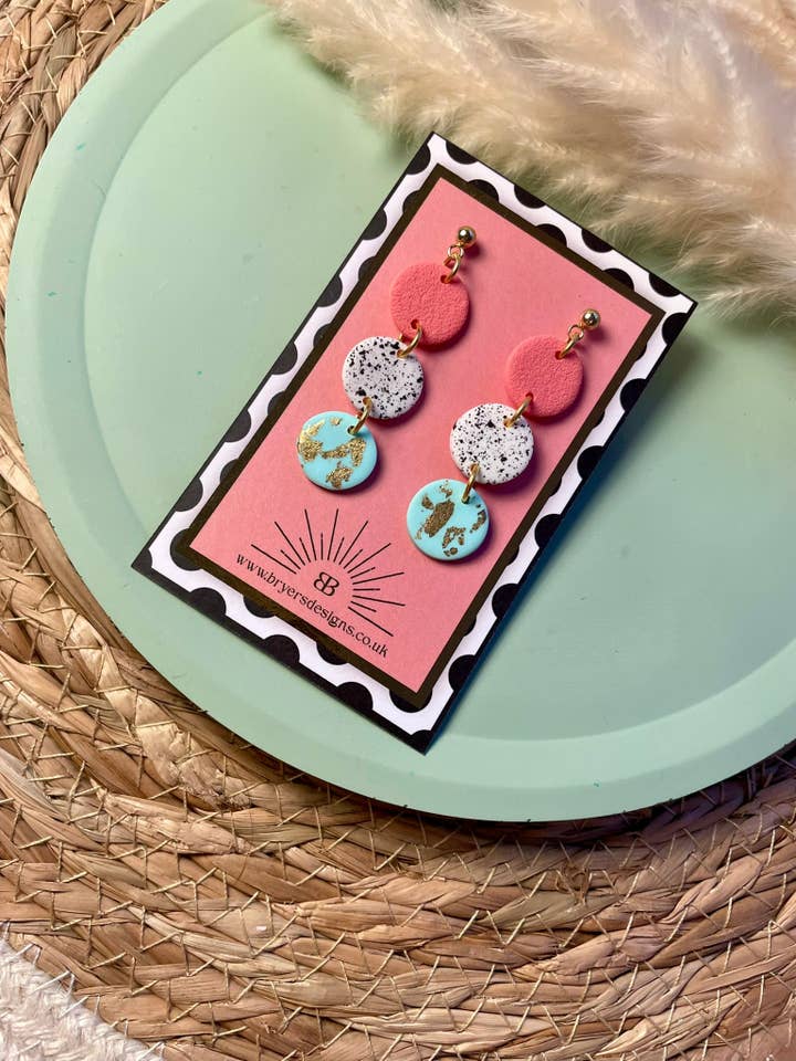 Classic Speckled Trio Drop Earrings for wholesale by Bryers Designs