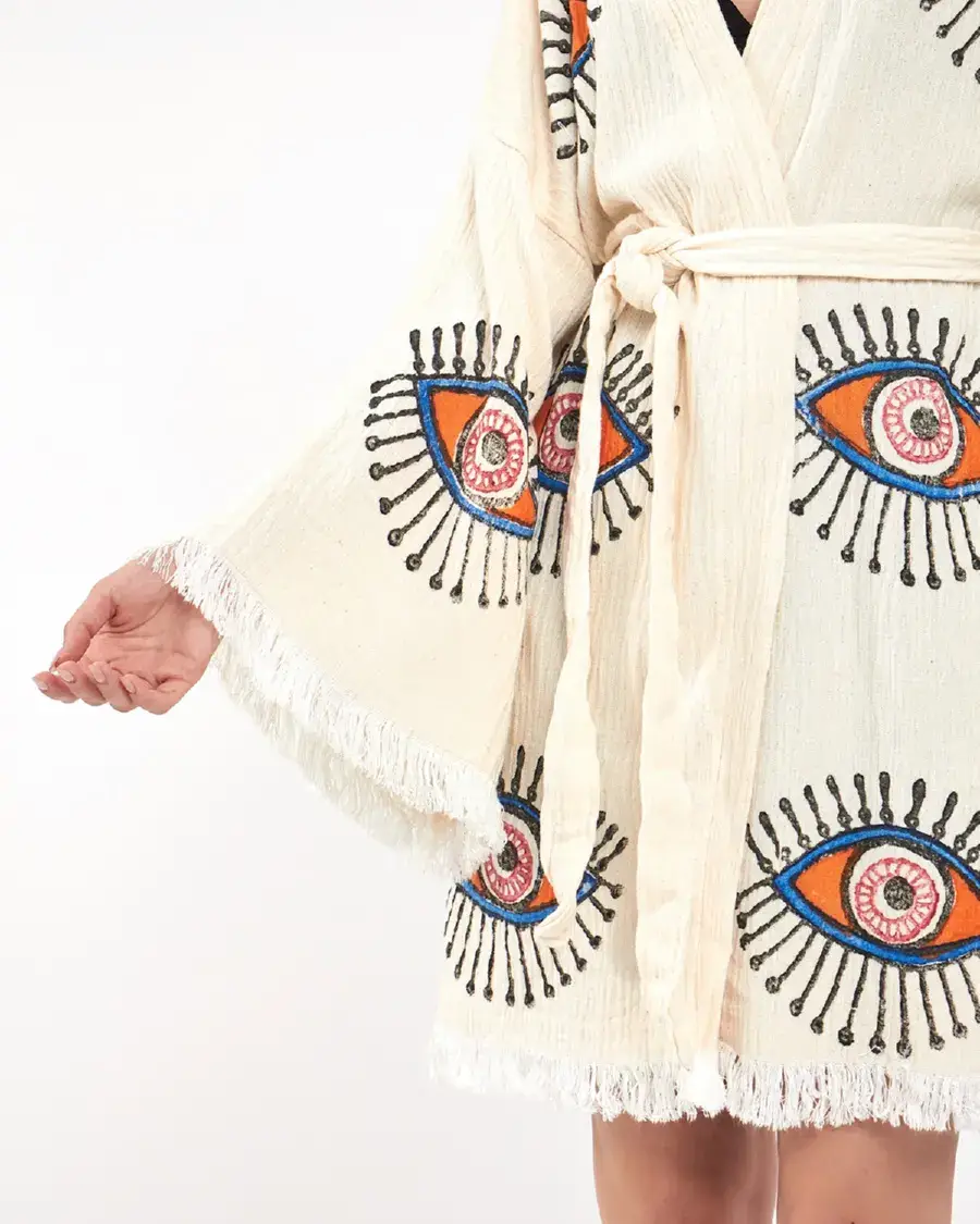 Umays Boho - Wholesale Kimono - Women's - Organic Cotton Kimono, Evil Eye Kimono, Soft Cotton Robe1