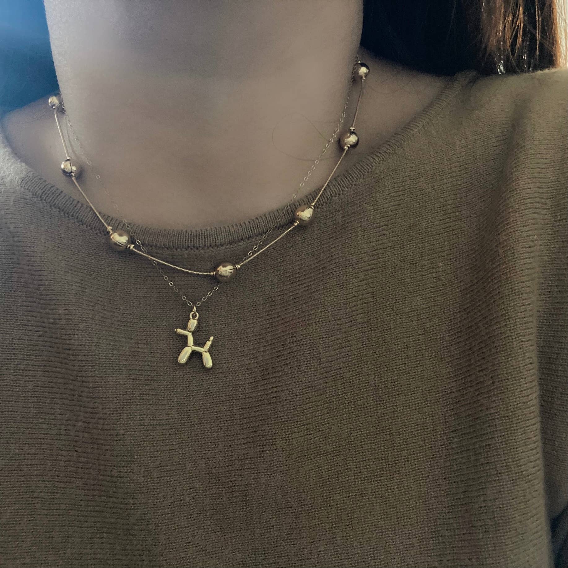 Amady Jewelry – Großhandel Kette mit Anhänger/Charm – Hundehalskette in Ballongold, Welpenballon-Halskette, kleiner Hund3