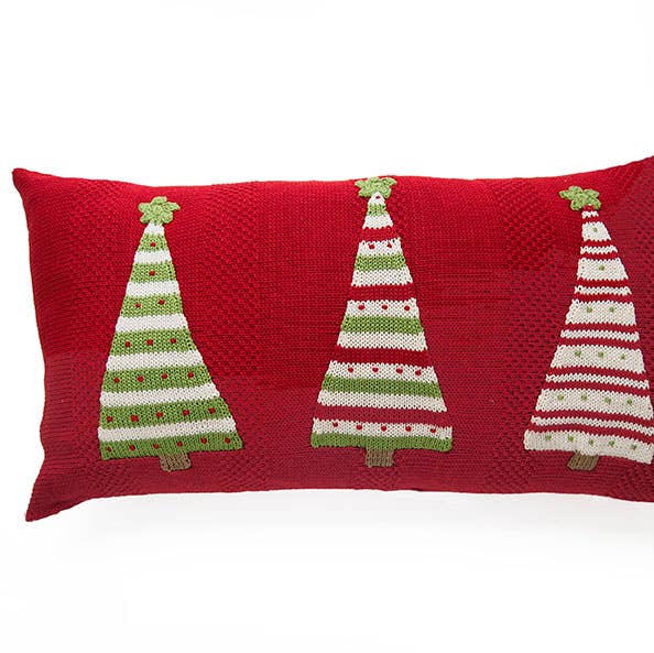 Melange Collection - Wholesale Throw/Decorative Pillow - Handmade Three Striped Tree Lumbar Christmas Pillow0