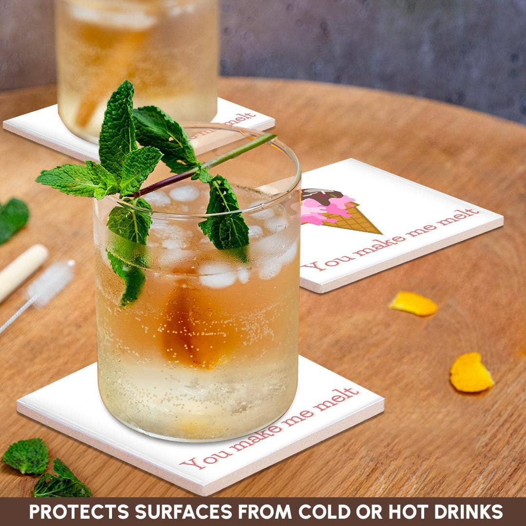 3dRose - Wholesale Coasters - 3dRose, Image of a Ice cream Melting, Coaster2