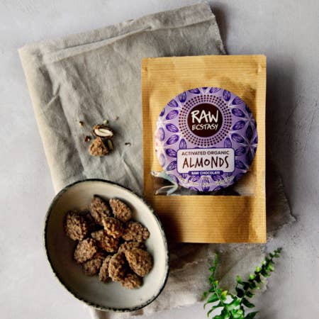 Activated Organic Almonds : Raw Chocolate 70g pack of 6 for wholesale by Raw Ecstasy