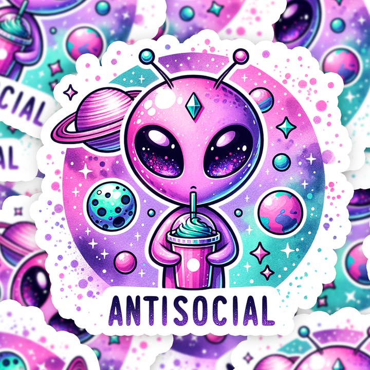 Pegatina de Alien Antisocial para venta al por mayor de MyHauntedSpace
