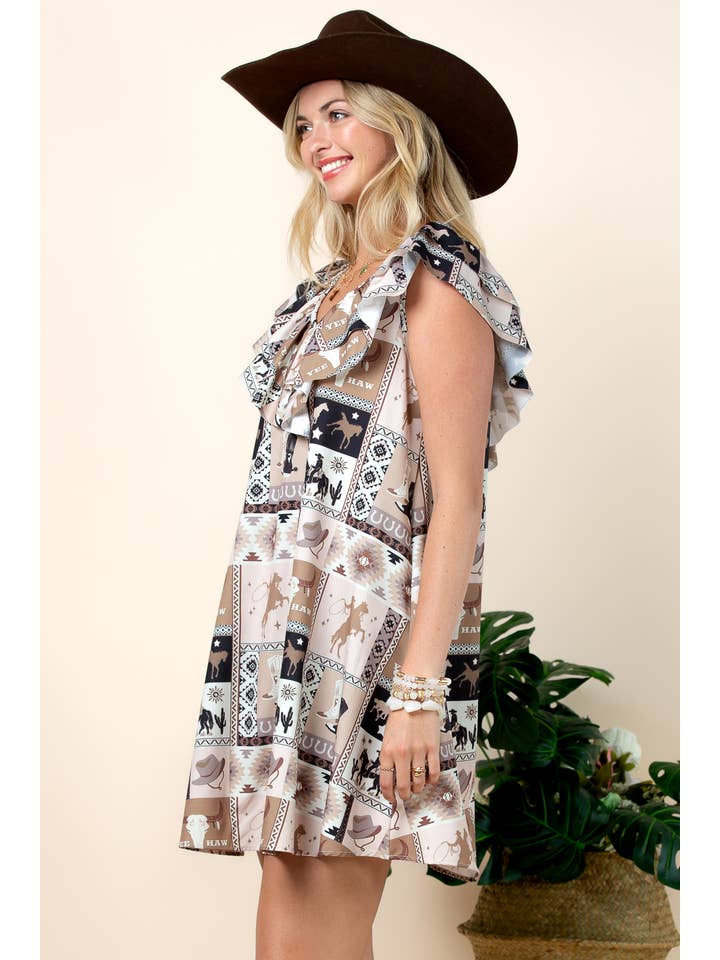 D1465-6274-Nina Western Patch Collage Print Mini Dress for wholesale on Faire5