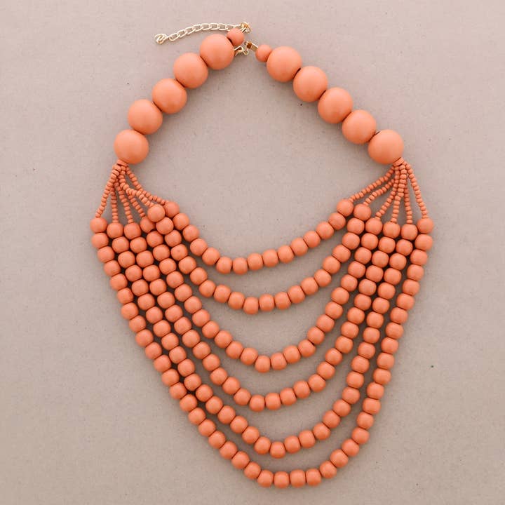 Sonata – wholesale Snap jewellery – Choker 6 Strands Wooden Beads1
