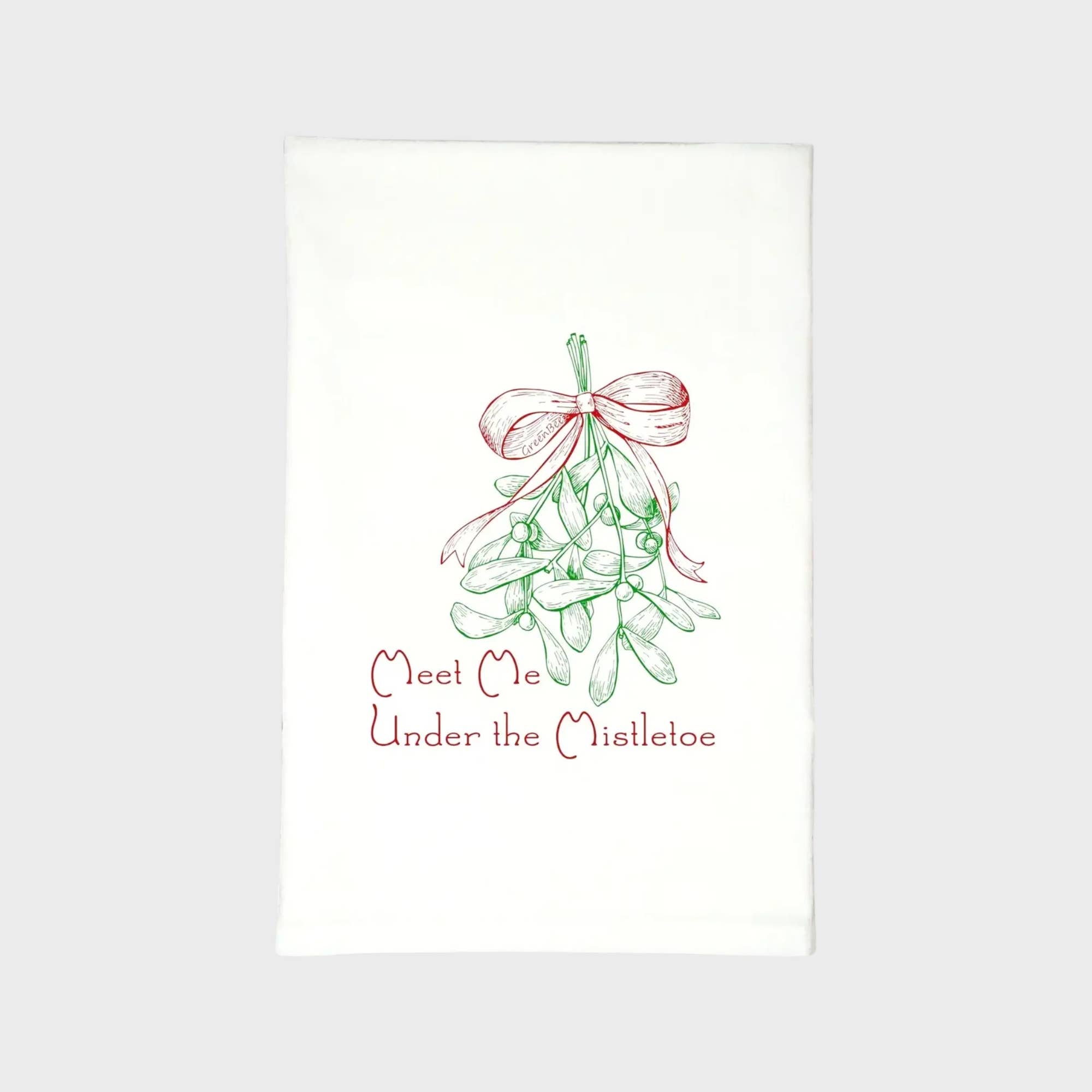 Green Bee Tea Towels - Wholesale Tea Towel - Meet Me Under Mistletoe Towel | Tea Towel | Xmas Dish Towel0