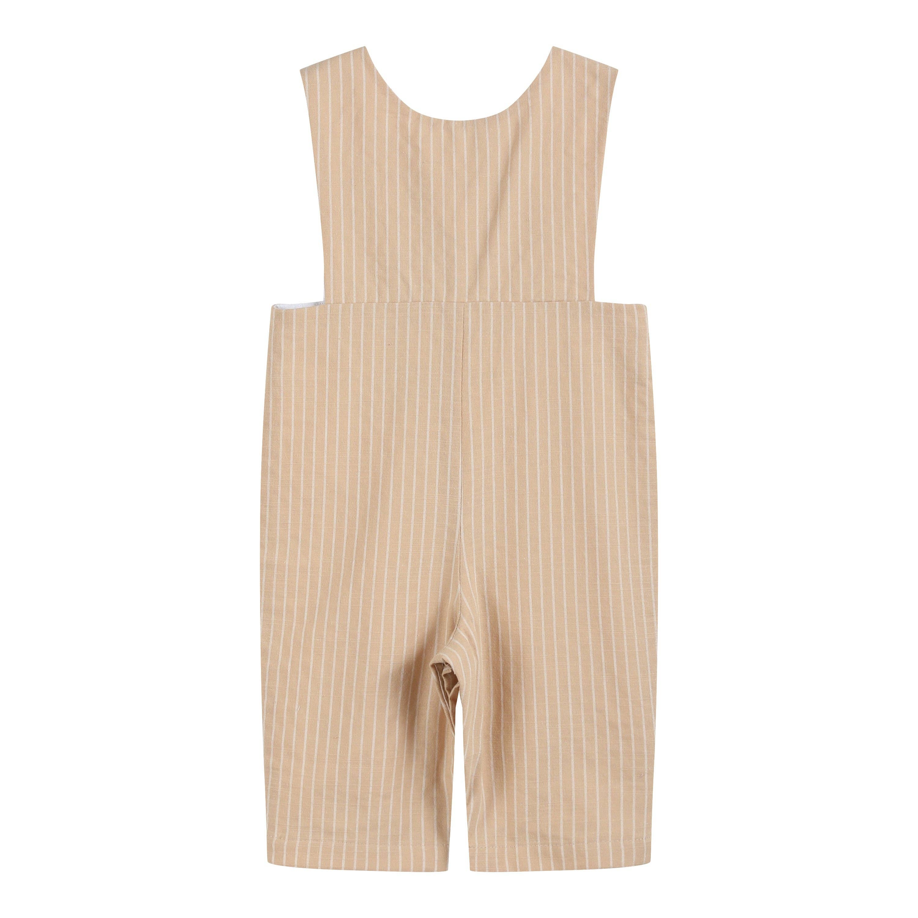 Lil Cactus - Vendita all'ingrosso Tutina - Neonati - Jon Jons a righe marrone chiaro con smock1