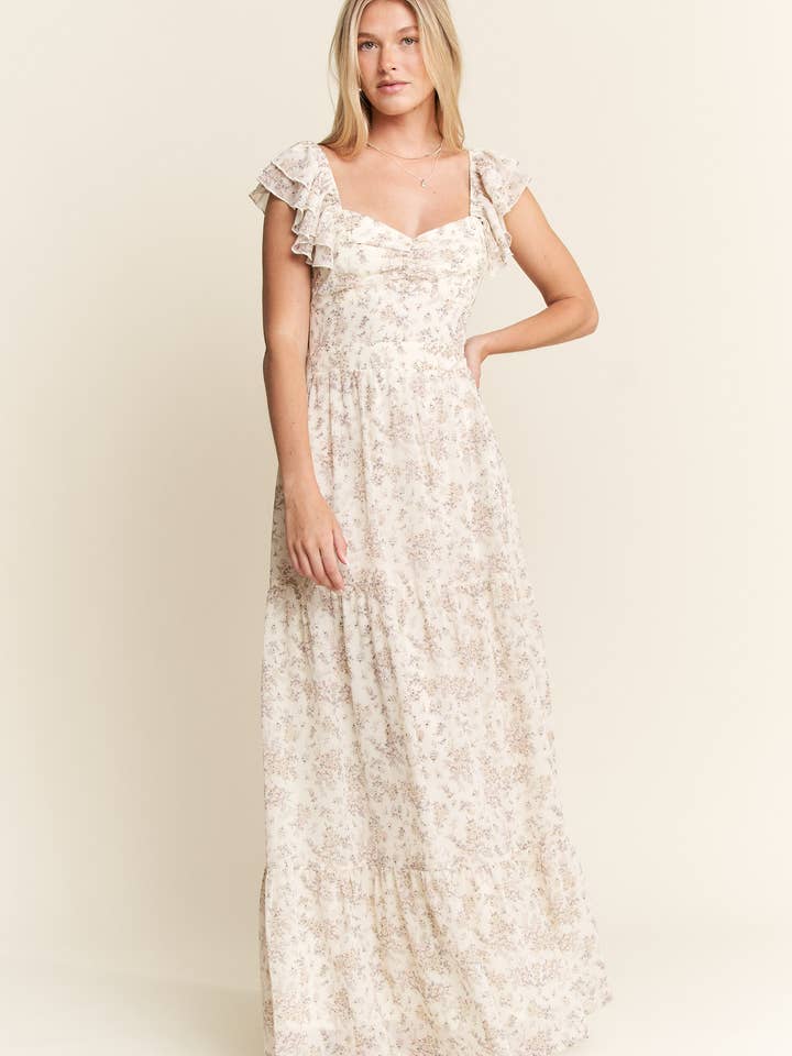 JADE BY JANE - Wholesale Dress - Women's - RUFFLE SLEEVE TIERED MAXI DRESS4