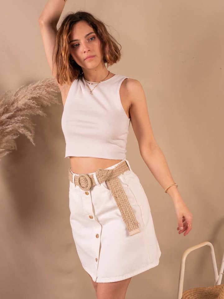 Ecru Organic Cotton Skater Skirt - Camille for wholesale by Nagev