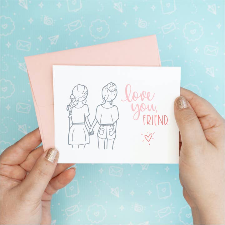 Love You Friend Funny Recycled Greeting Card for wholesale by Colette Paperie