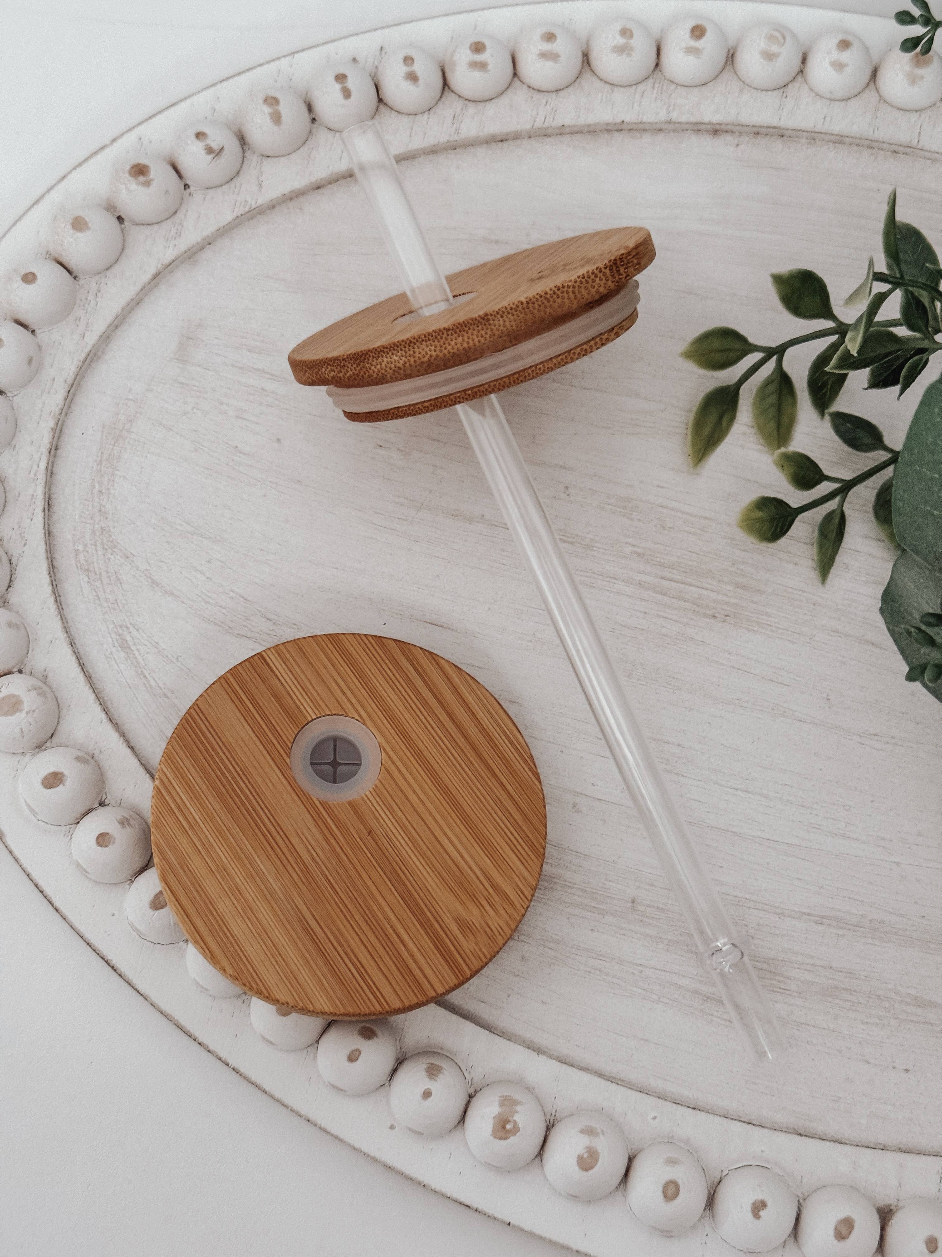 Emma K Designs - Wholesale Drinking Glass/Cup - Mini Fall Daisies 16oz Glass Cup with Bamboo Lid3