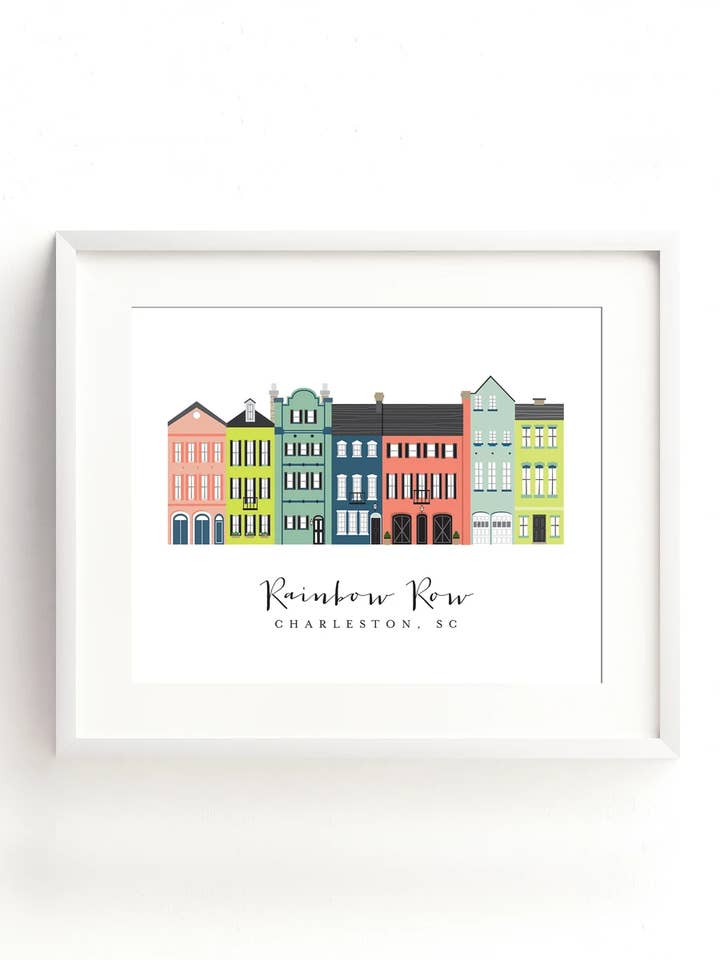 Charleston Rainbow Row Graphic Art Print for wholesale by Texture Design Co