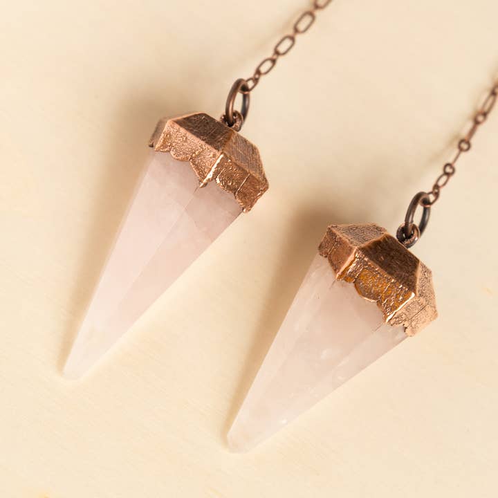 The Cyprus Cabinet - Wholesale Spiritual Stone/Crystal - Rose Quartz Copper + Crystal Pendulum3