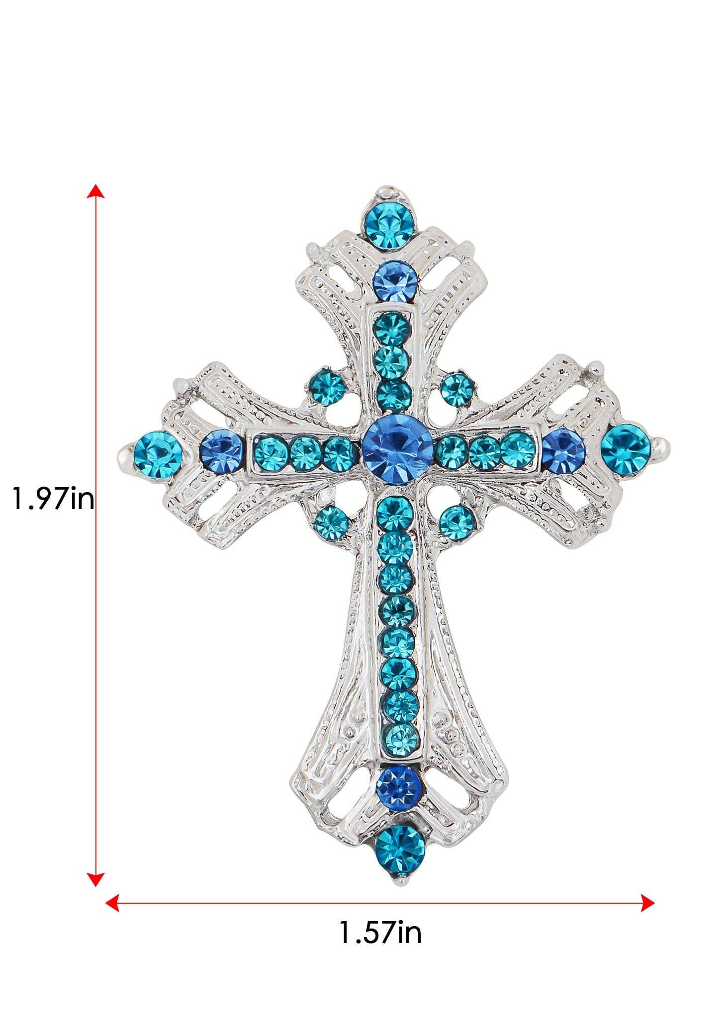 AK Brand - Vendita all'ingrosso Spille - Spilla a forma di croce religiosa argentata con strass4