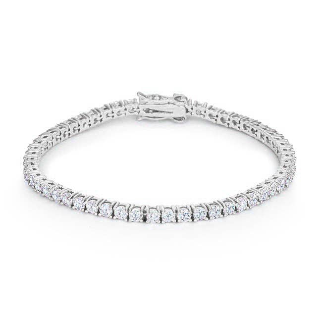 Bracelet de tennis victorien de 7 pouces en zircone cubique avec finition argentée pour la vente par JewelScent