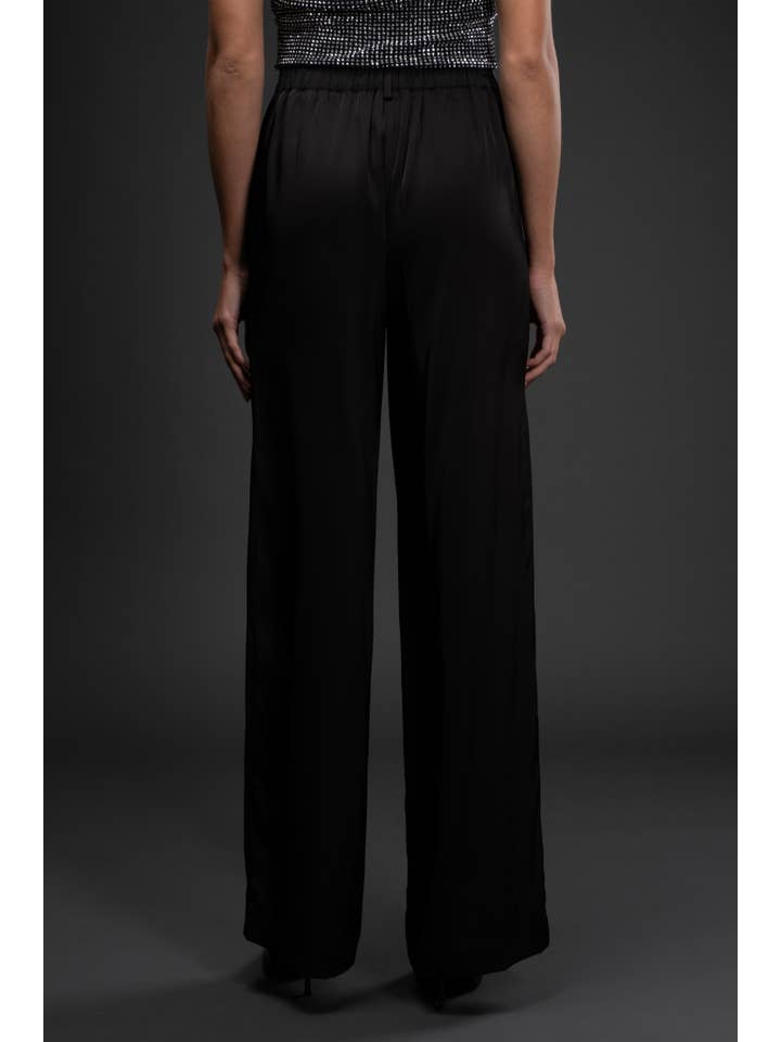 Blu Pepper - Wholesale Pants - Women's - HIGH WAIST SATIN WIDE LEG DRESS PANTS