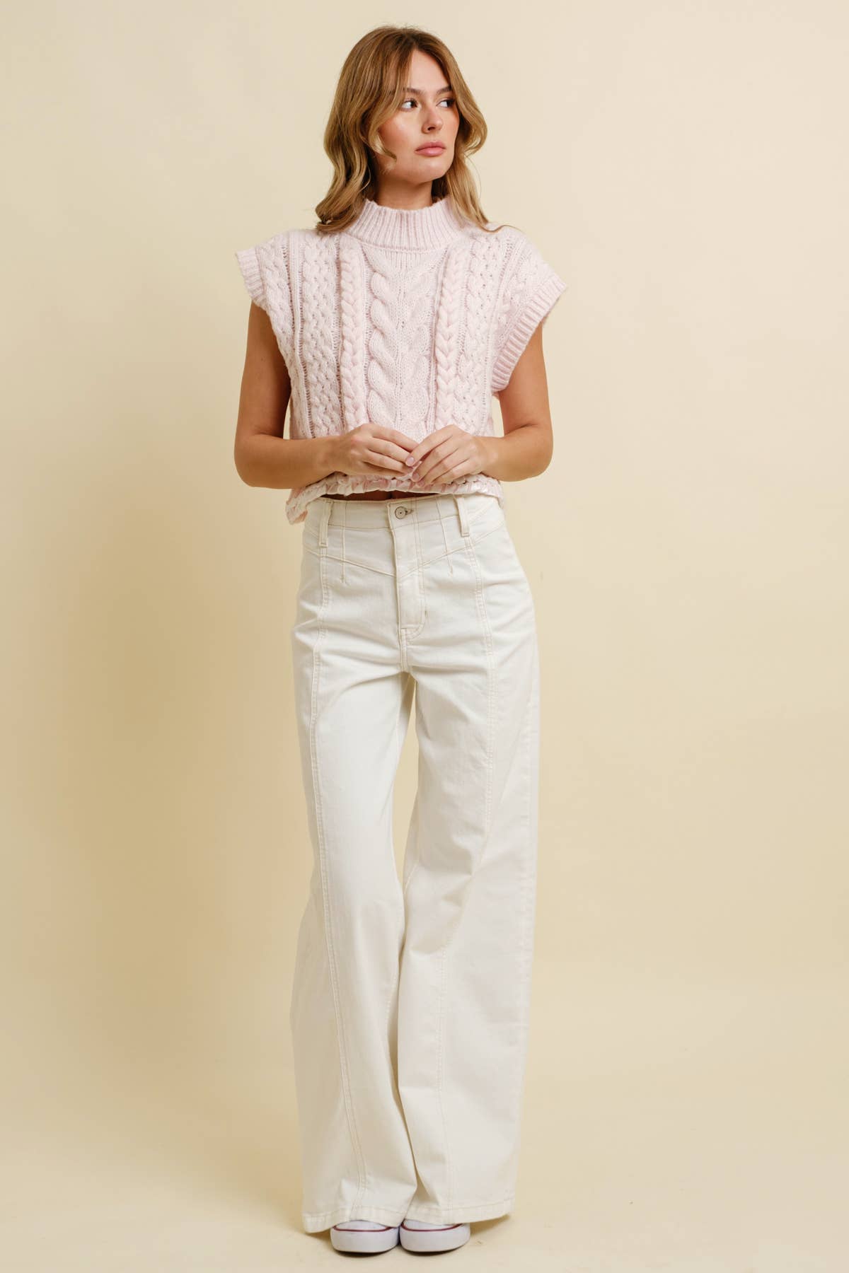 Cloud Ten - Wholesale Knit Sweater - Women's - CSW13362K - CABLE KNIT DROP SHOULDER CONTRAST STITCH SWEATER3