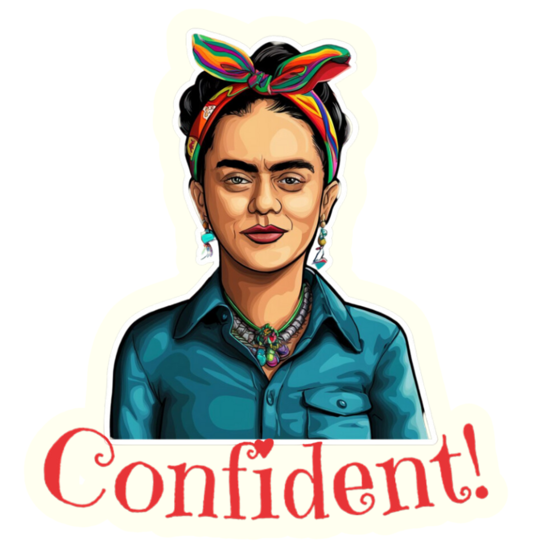 Magnifique Hearts - Vendita all'ingrosso Adesivo - Adesivo Frida Kahlo, The Confident Artist stilizzato, 7,6 x 7,6 cm1