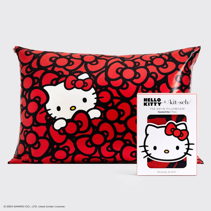 Funda de almohada Hello Kitty x Kitsch - Gatita entre lazos rojos para venta al por mayor de KITSCH