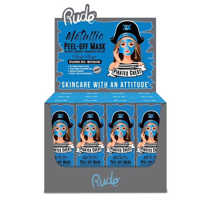 Rude Cosmetics – wholesale Skincare face mask – Pirate's Chest Peel-Off Mask (Moisturizing) Display, 12pcs
