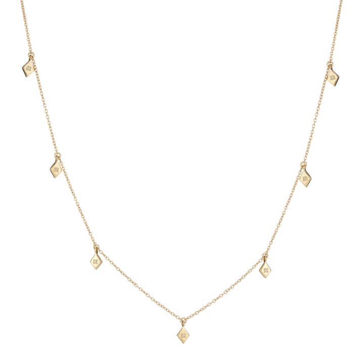 GOLD VERMEIL DIAMOND DROP CHOKER NECKLACE for wholesale by Fool's Gold Jewellery