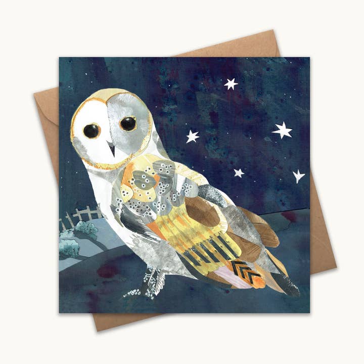 Barn Owl Blank Greetings Card for wholesale by Kate Read Illustration