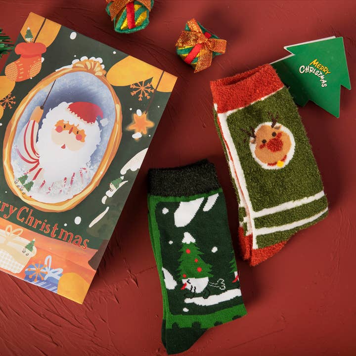 Sacchetto regalo - 3 paia Sacchetto regalo per 3 paia di calzini natalizi spessi e caldi di media lunghezza in vendita all'ingrosso su Faire12