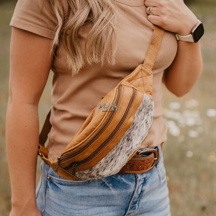 FRINGE & LUXE - Wholesale Belt Bag - Women's - Cowhide Belt bag with soft genuine leather.