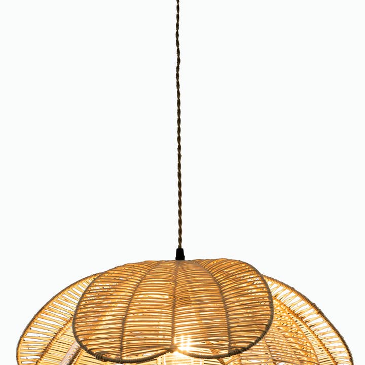 Natural Rattan Flower Pendant Light Coastal Hanging Fixture Light for wholesale on Faire