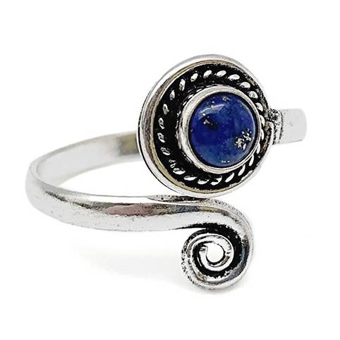 Tanvi Collection Ring - Silver with Lapis for wholesale by Anju Jewelry