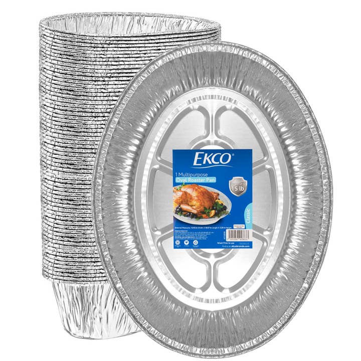 EKCO 18x14" Aluminum Turkey Roaster Pan (Oval) 50-count for wholesale by Vasconia