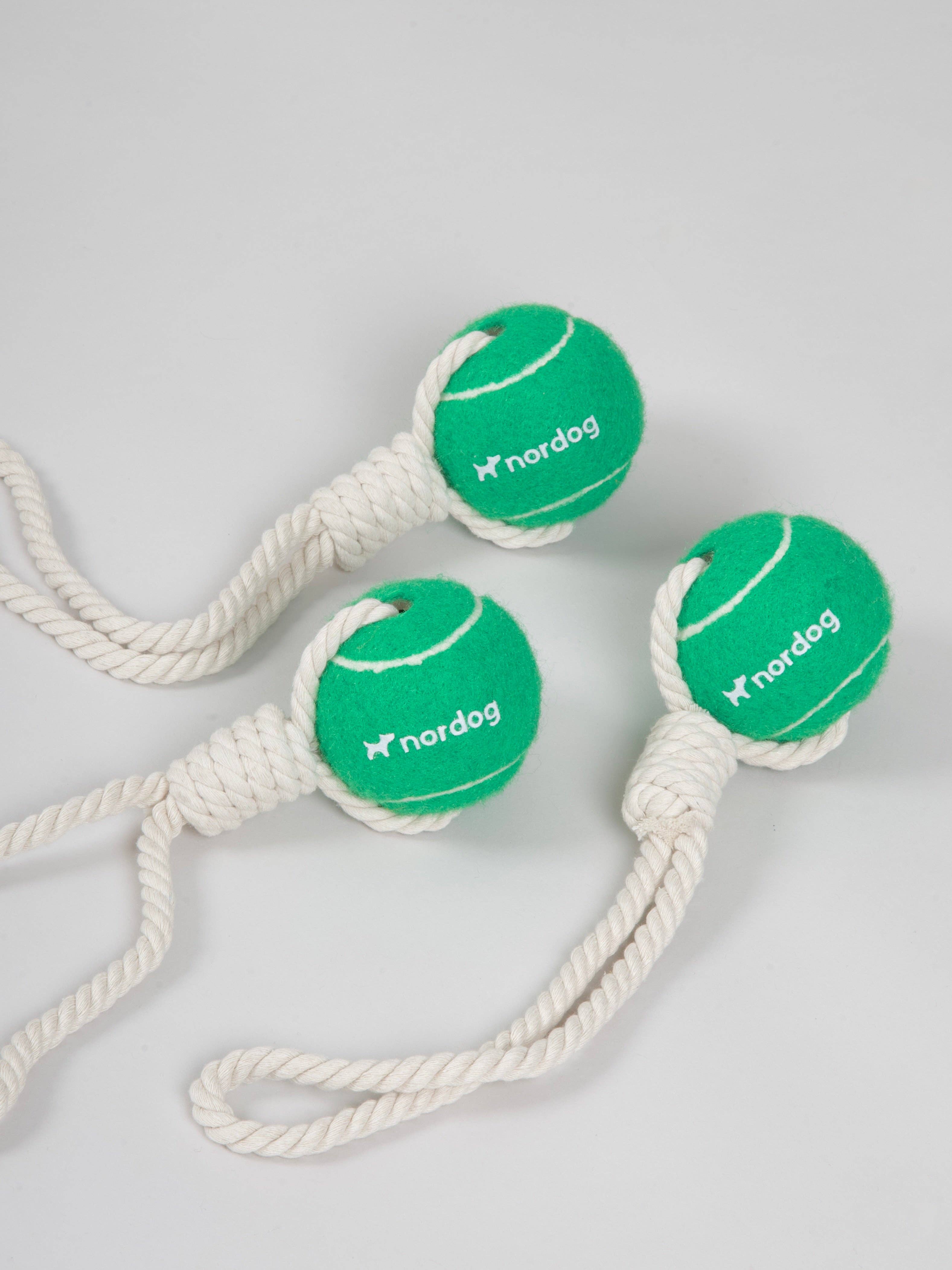 Nordog – Engroshandel Tovlegetøj - Hund – Tennisbold med reb (grøn)2