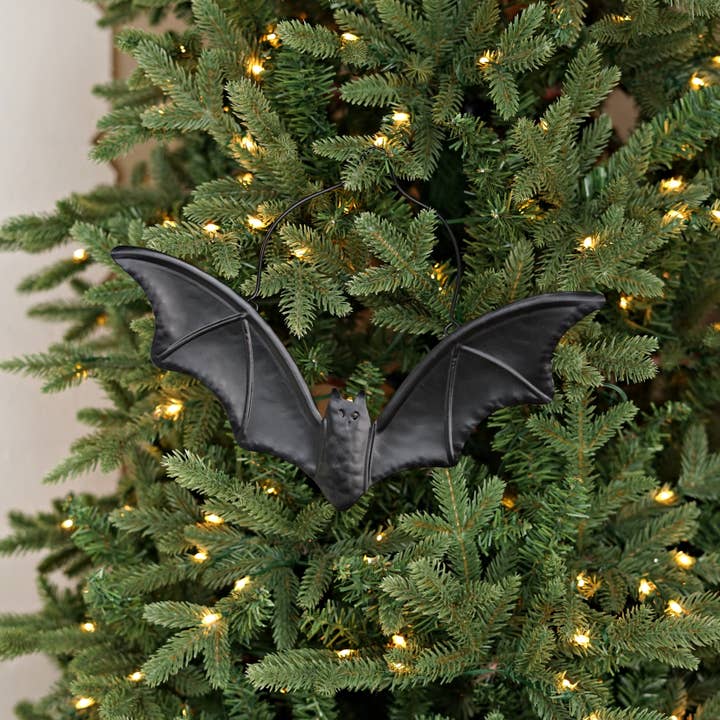 Impressive Enterprises, Inc. - Wholesale Ornament - 570721- Metal Black Flying Bat Ornament-12W x 9H3