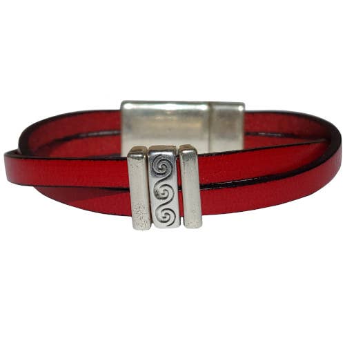 The Essence of Silver – Großhandel Armreif – Damen Scroll Lederarmband