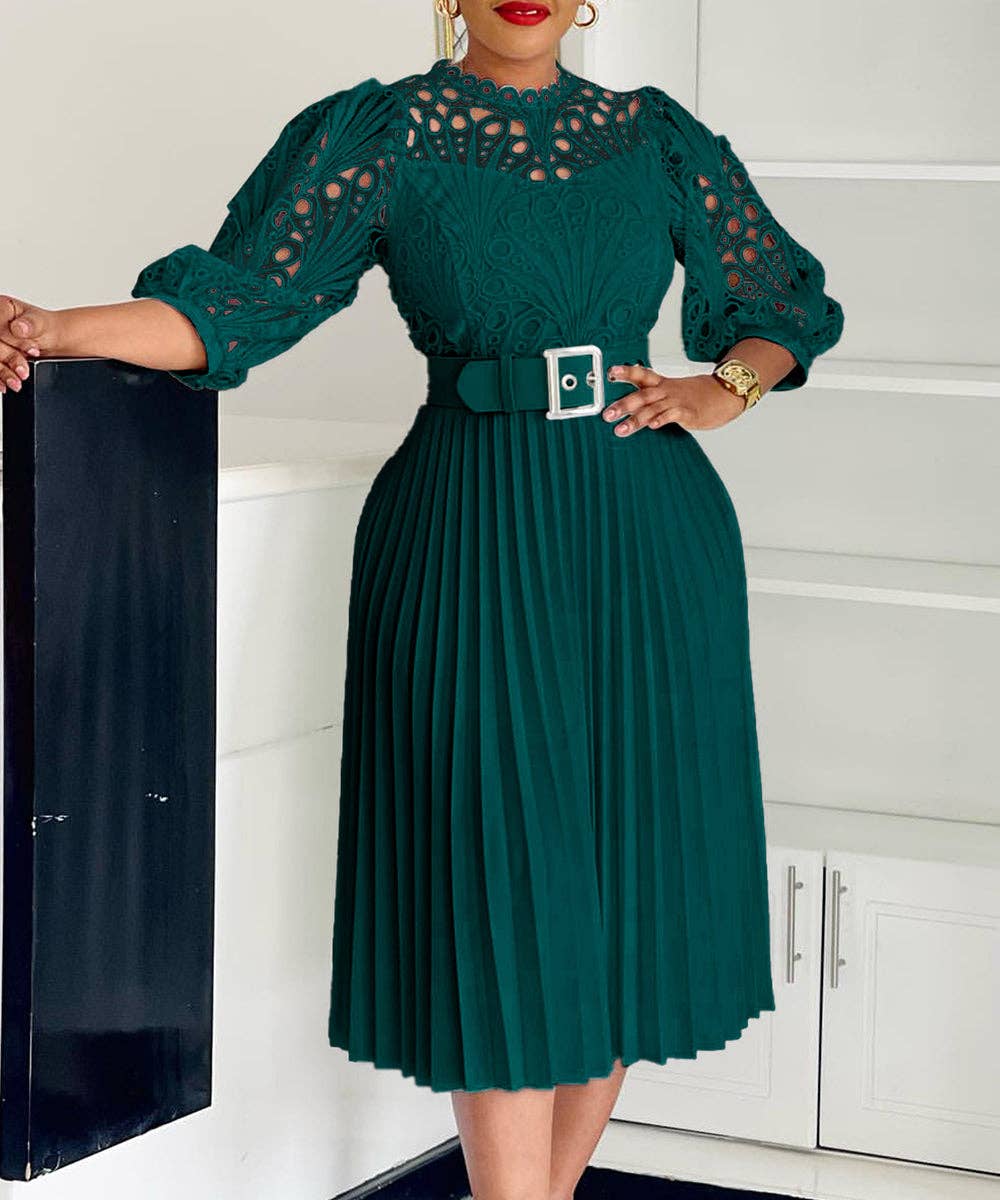 Aria Romance – Großhandel Kleid – Damen – Spitzenhäkelkleid mit Hohlfalten0