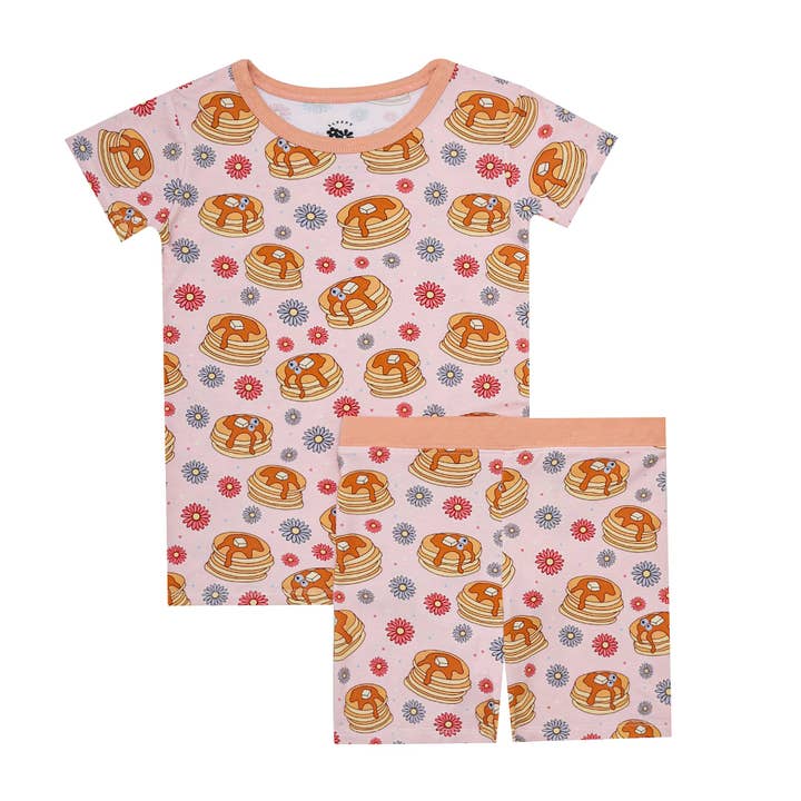 SET DE MANGA CORTA DE DOS PIEZAS CON PANQUEQUES ROSAS para venta al por mayor de Sleepy Drew