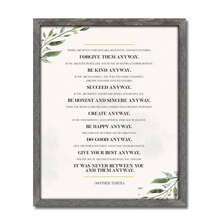 Moder Teresa „Alligevel“ Citat for engroshandel hos Personal Prints