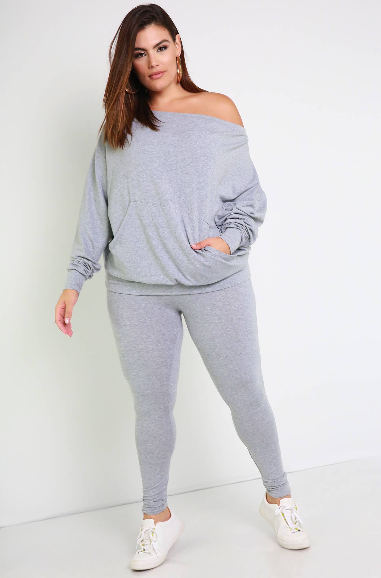 Reassurance Over The Shoulder Sweater & Legging Set - Gray for wholesale on Faire