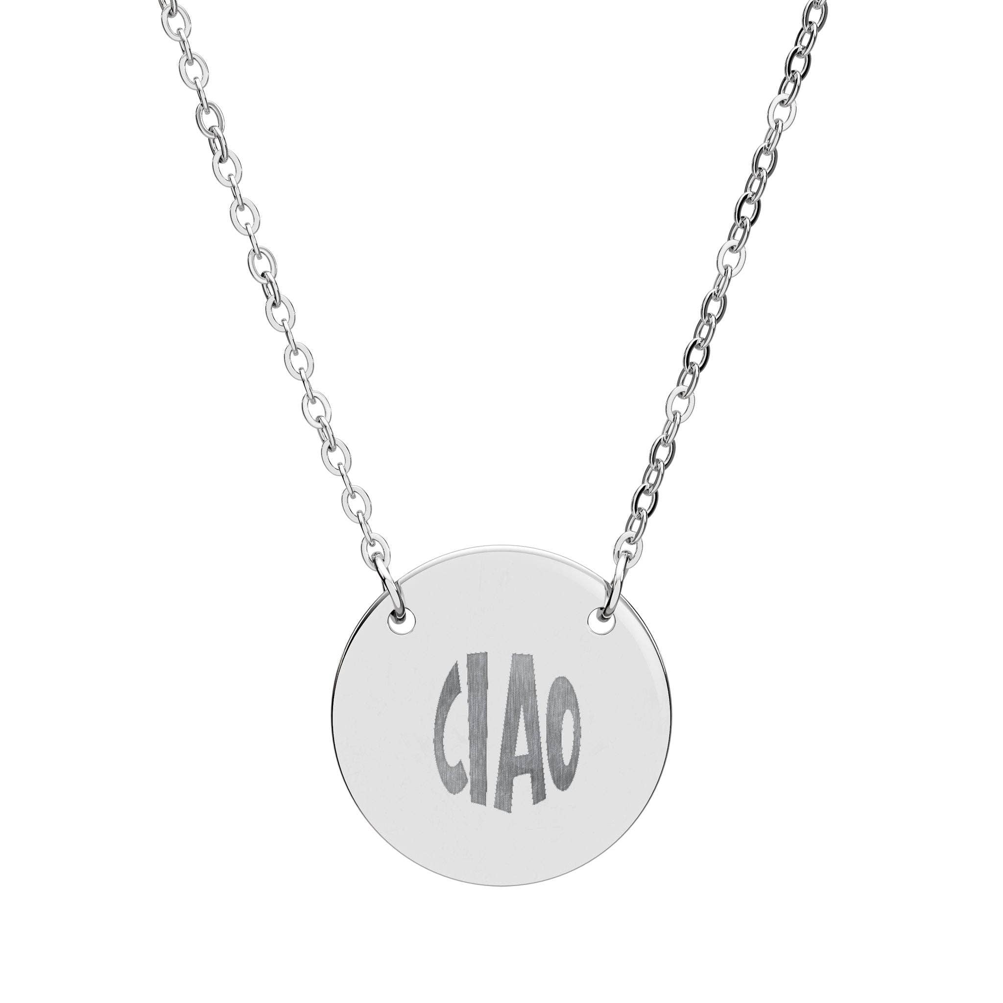 MARA Style - Wholesale Pendant/Charm Necklace - Engraved Circle Necklace - 'Ciao' Statement Jewelry4