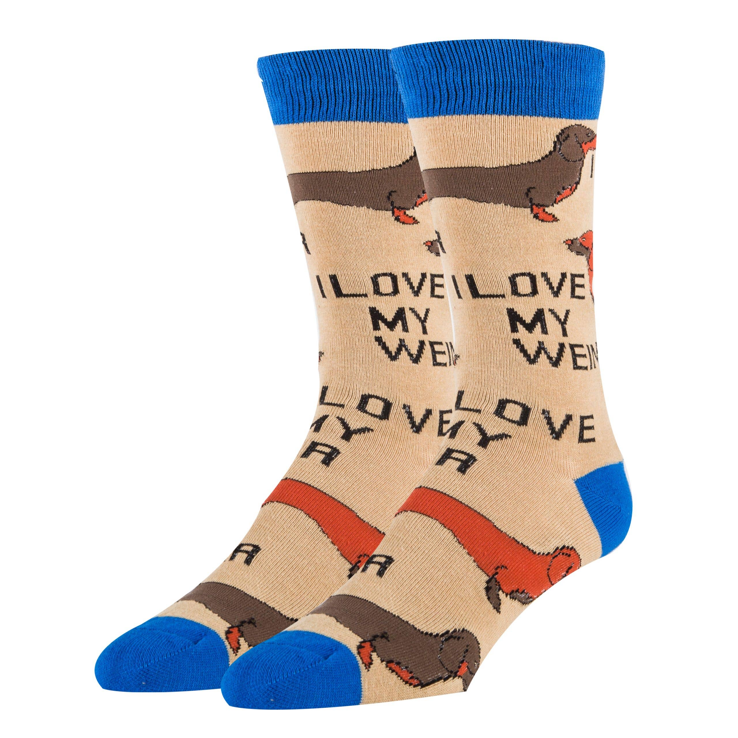 Oooh Yeah/Sock It Up/Oooh Geez Slippers - Wholesale Socks - Men&#x27;s - Love My Weiner | Men&#x27;s Cotton Crew Funny Socks0